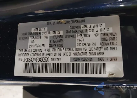 2015 Mazda Cx-5 Grand Touring from USA, damaged, VIN JM3KE4DYXF0490920